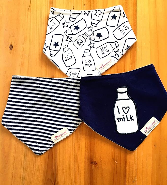Baby Dribble Bib, Toddler Bandana Bib 3 Packs Super Absorbent Cotton Feeding Bibs