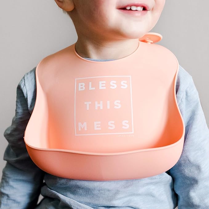 Simka Rose Silicone Baby Bibs with Food Catcher - Adjustable Soft Catch All Bib for Boys & Girls - High Chair Dining Table