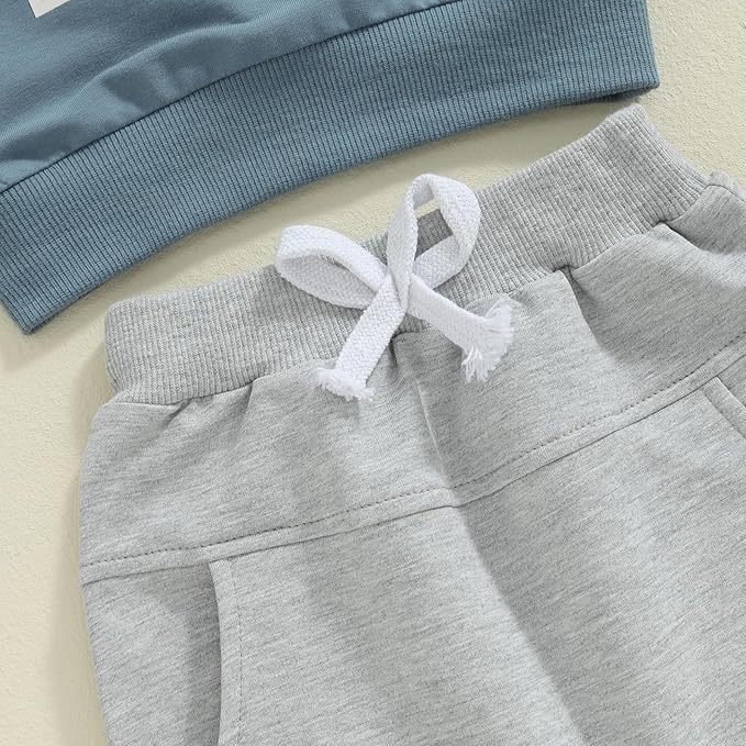Toddler Baby Boy Fall Winter Outfit Long Sleeve Letter Print Sweatshirts and Jogger Pants Infant Boy Clothes