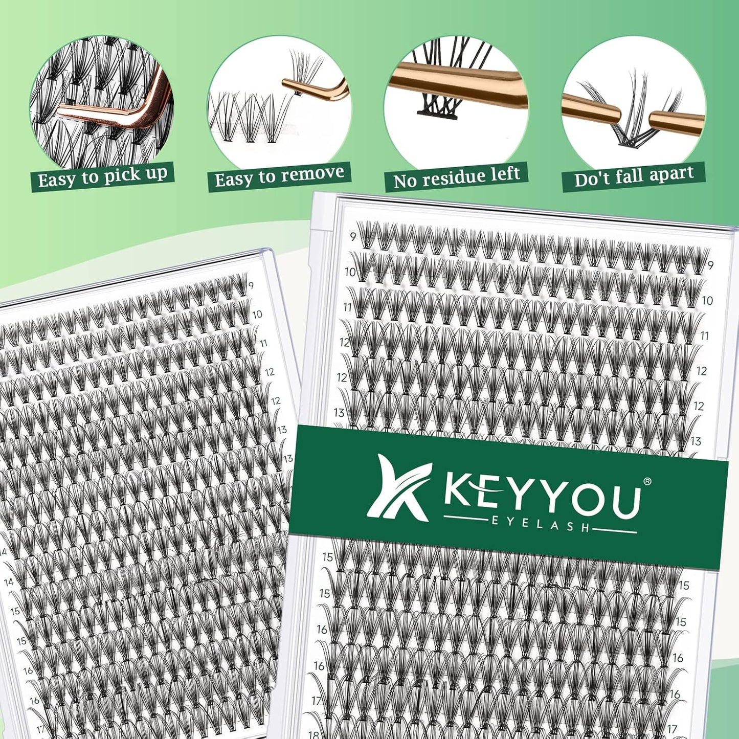 Lash Clusters 300Pcs Individual Lashes 20D 0.07D Curl9-18MIX Lash Extensions Clusters Lashes Soft&Natural False Eyelashes Individual DIY Eyelash Extension at Home(20D-0.07D,9-18MIX)