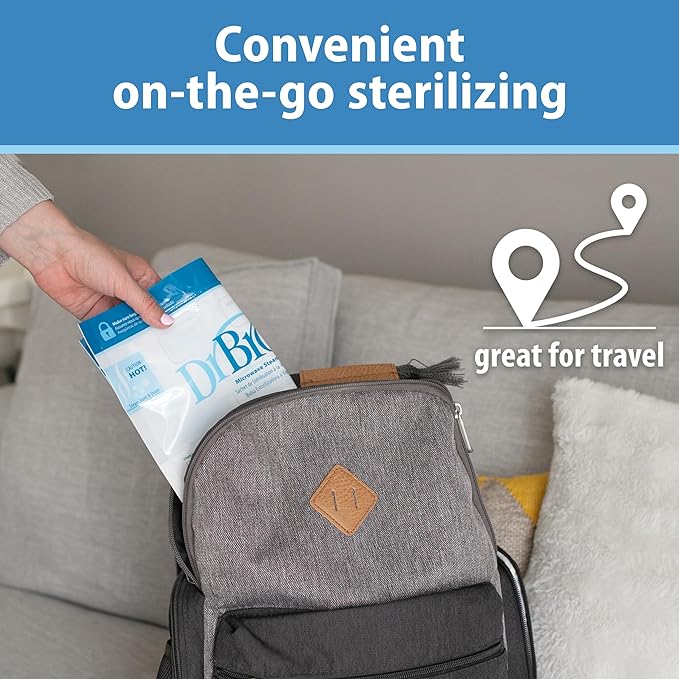 Dr. Brown's Microwave Steam Sterilizer Bags for Baby Bottles, Pacifiers, Pump Parts and Accessories, Travel Baby Bottle Sterilizer, 30 Uses per Bag, 5 Count (Pack of 1)