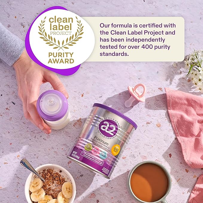 a2 Platinum® Premium Infant Formula for Babies Ages 0-12 Months, Whole Milk Powder-Based Formula with Iron, Nutritionally Complete, Made with Pure and Natural a2 Milk®, 31.7- oz Can