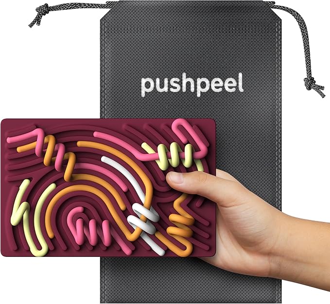 Sensory Activity Board: Silicone Fidget Toy for Calming, Stress, Anxiety, ADHD & Autism | Silent, No Mess | Kids 3+ & Adults | Includes Portable Travel Bag & 11 Strings