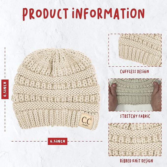 Funky Junque Baby Winter Hat – Cute Newborn Hats, Cozy Warm Infant Beanie, Soft Knit Stocking Stuffer for Babies 0–12 Months