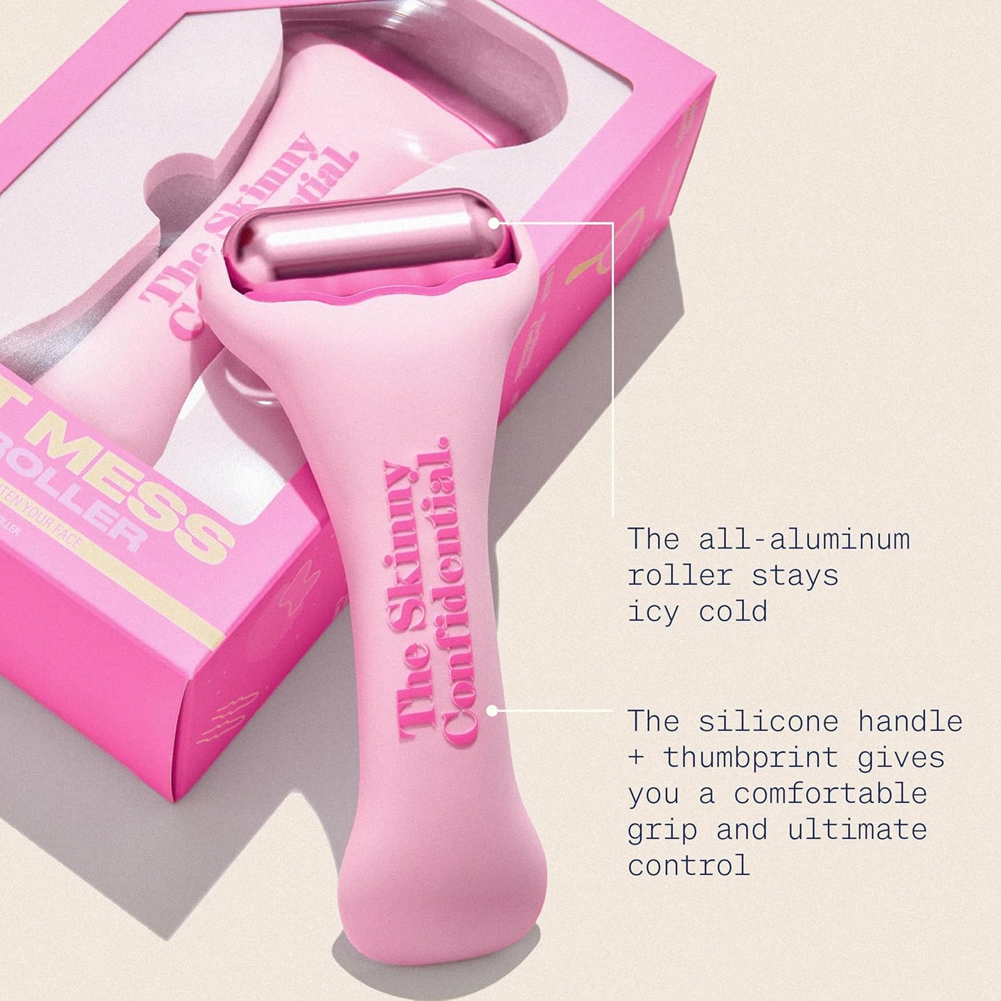 The Skinny Confidential HOT Mess Ice Roller for Face - Facial Roller Skincare Tools Contour, Tighten & De-Puff Skin - Self Care Beauty Gift for Women & Men for Clear, Radiant & Smoother-Looking Skin