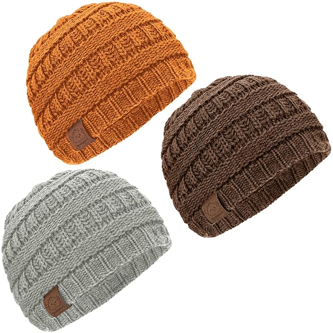 3-Pack Baby Beanies for Boys, Girls - Stretchy Knit Baby Hats, Cute Newborn & Toddler Winter Hat, Soft & Warm Infant Beanie 6-36 Months (Mars, M)