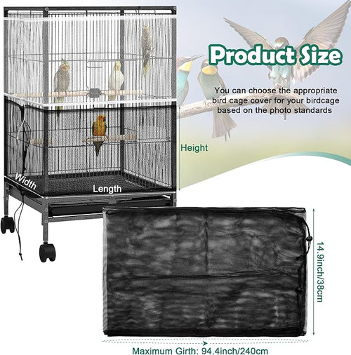 2 Pack Bird Cage Seed Catcher Guard, Bird Cage Cover, Heavy Duty Adjustable - Image 2