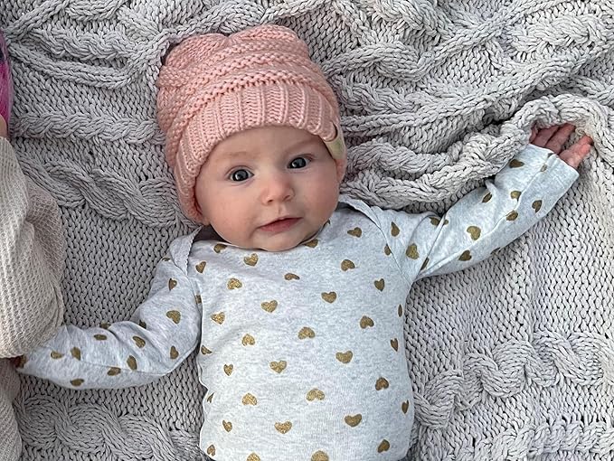 Funky Junque Baby Winter Hat – Cute Newborn Hats, Cozy Warm Infant Beanie, Soft Knit Stocking Stuffer for Babies 0–12 Months