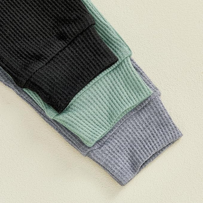 Sejardin Toddler Baby Boy Girl Pants 3 Pack Solid Color Elastic Waist Jogger Sweatpants Newborn Infant Casual Bottoms