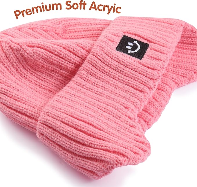 MaxNova 2 Pack Baby Beanie Toddler Winter Hat with Earflap for Girls Boys 0-8 Years