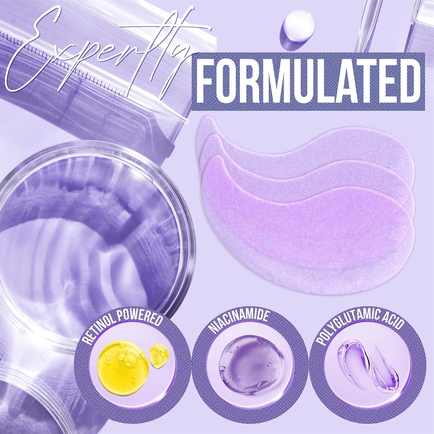 DIAMOND GAZE Under Eye Patches 28 Pairs, Rejuvenate Eye Area, Soothing Hydrate Brighten Skin, Plumps Fine Lines, Hydrogel Eye Mask with Retinol, Niacinamide and Polyglutamic Acid, Eye Gel Pads