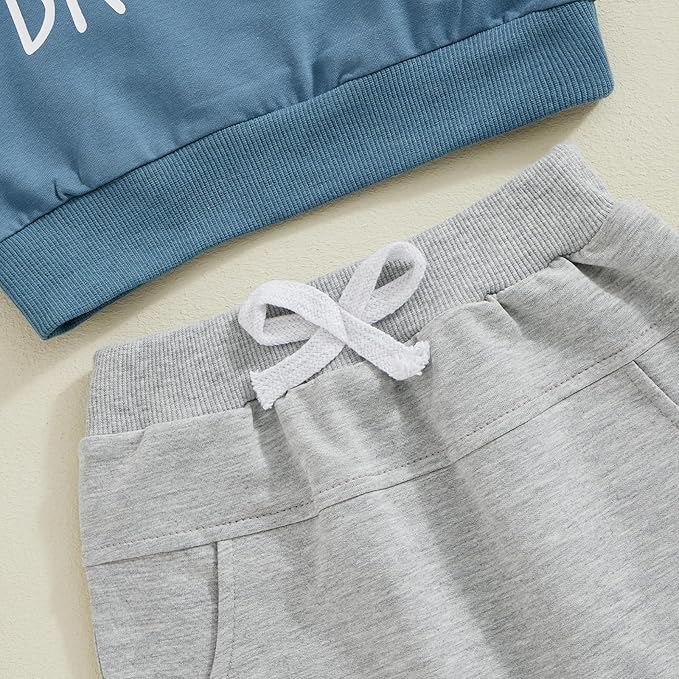 Toddler Baby Boy Fall Winter Outfit Long Sleeve Letter Print Sweatshirts and Jogger Pants Infant Boy Clothes