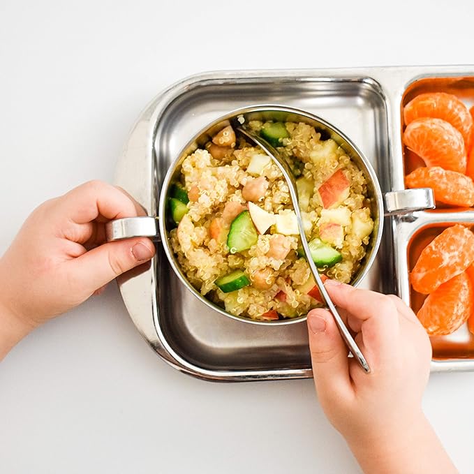 Children's Stainless Steel Divided Plates | Education Series | Premium 304 (18/8) | Set of 2 | Ideal for Montessori Babies, Toddlers & Kids