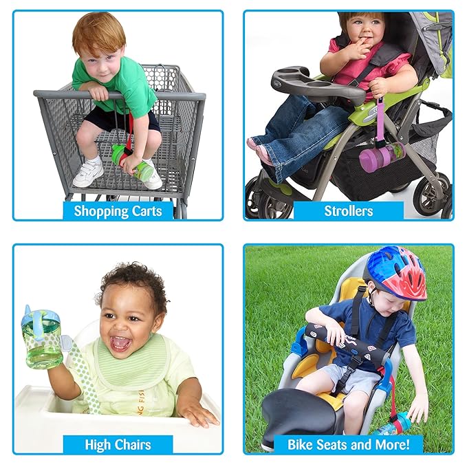PBnJ Baby SippyPal Sippy Cup Holder Strap Leash Tether (Flower 2-Pack)