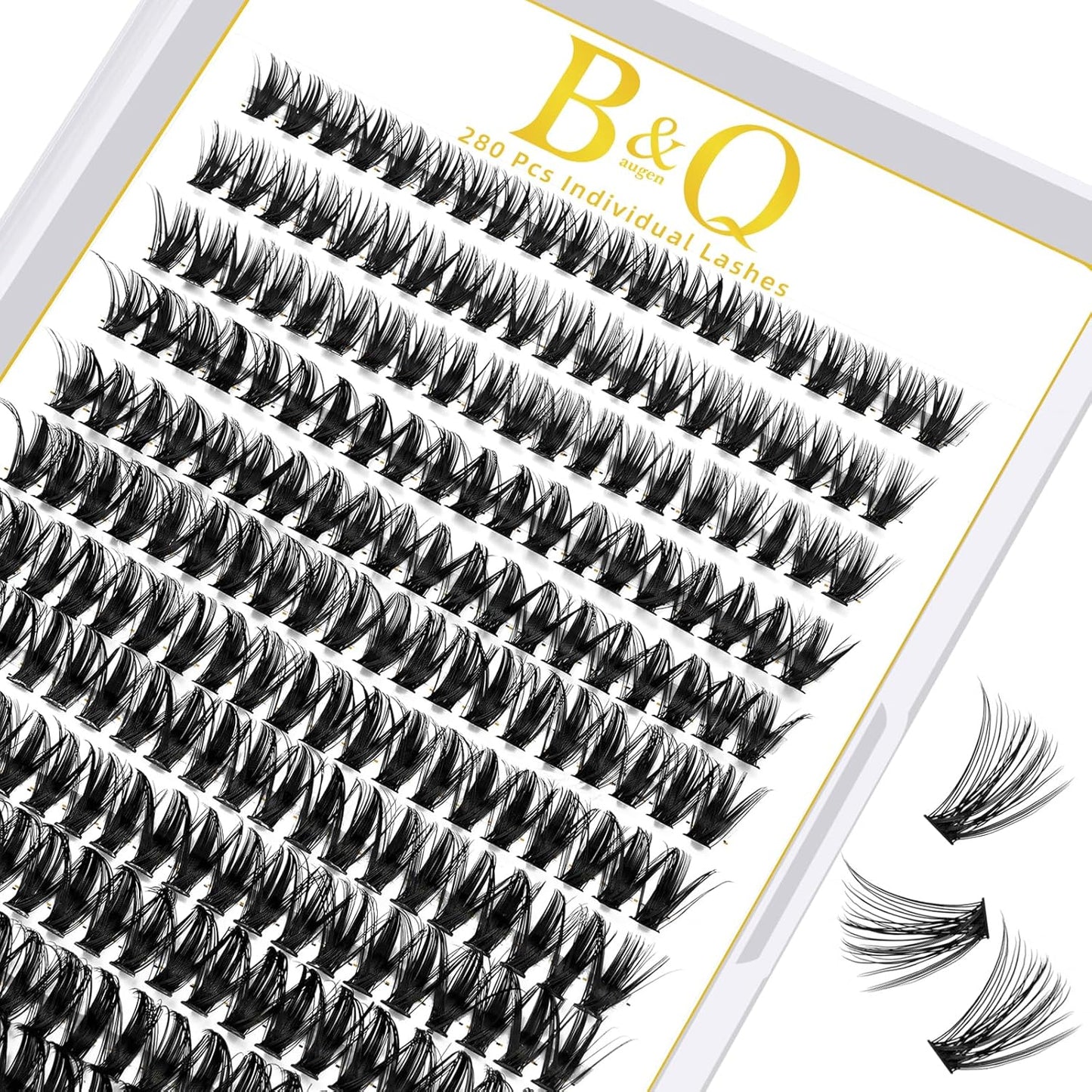 B&Qaugen Lash Clusters 50D-D-18 Individual Lashes 280 Clusters False Eyelash Extensions at Home (50D-D, 18MM)