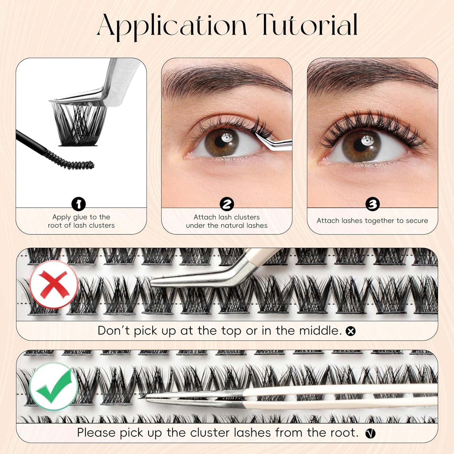 Lash Clusters DIY Lash Extensions, C Curl Individual Lashes Clusters Lashes Wispy Lash Extensions Natural Look Eyelash Clusters Mix 8-16mm(VOLUME-0.07C-8-16mm)