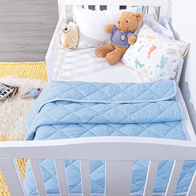 NTBAY Down Alternative Oversized Toddler Comforter, Super Soft and Warm Solid Color Baby Crib Quilted Blanket, 43x60 inches, Aqua