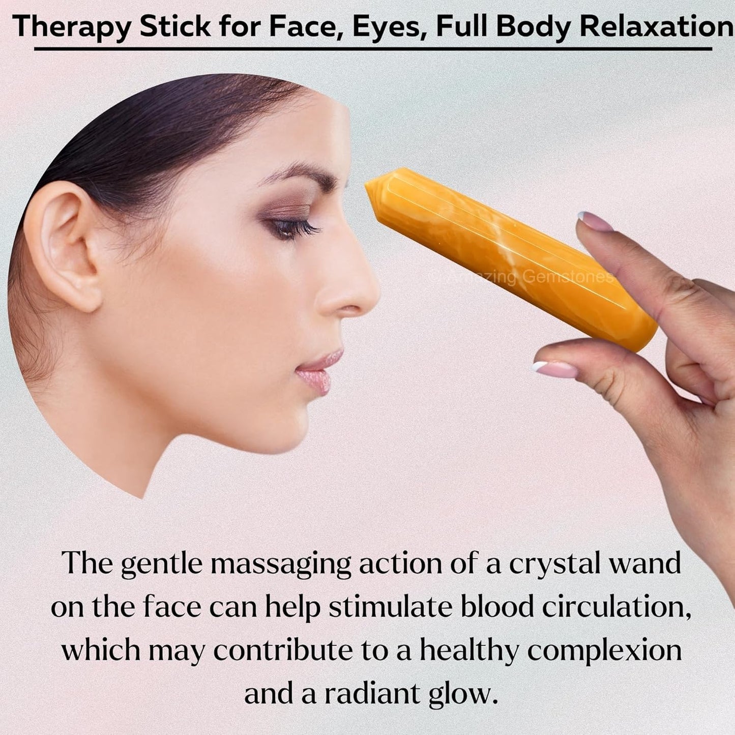 Yellow Calcite Crystal Wand Massage Stick - Pelvic Wand Gua Sha for Adults - Crystals and Healing Stones Massage Wands for Adults Gifts (Pointed)