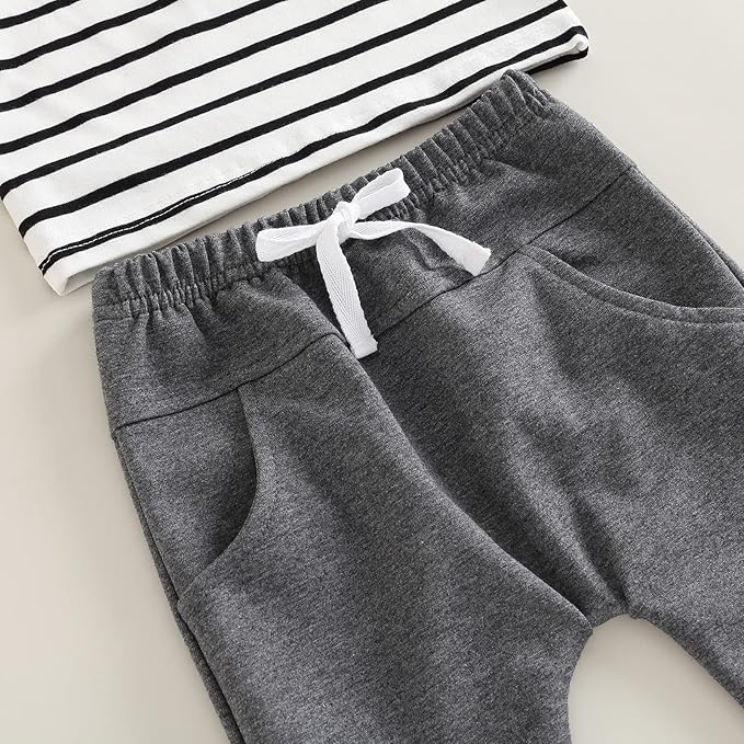 Toddler Baby Boy Clothes Solid Color Long Sleeve Crewneck Sweatshirt Top Casual Pants Set 2Pcs Fall Winter Outfits