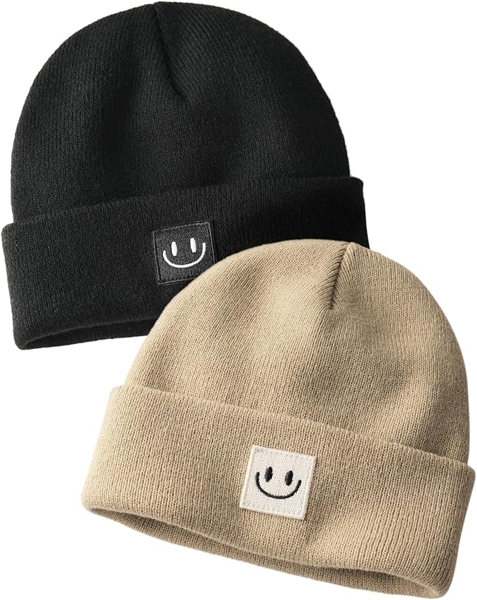 FURTALK Baby Beanie Cute Toddler Winter Hat Knit Boys Girls Warm 2 Pack Kids Embroidered Beanies Cap for 0-8 Years