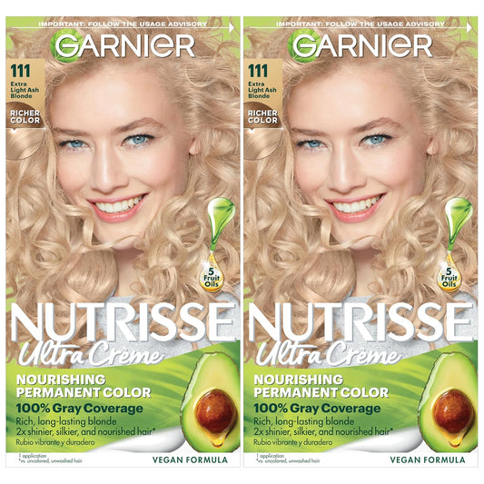 Garnier Hair Color Nutrisse Nourishing Creme, 111 Extra-Light Ash Blonde (White Chocolate) Permanent Hair Dye, 2 Count (Packaging May Vary)
