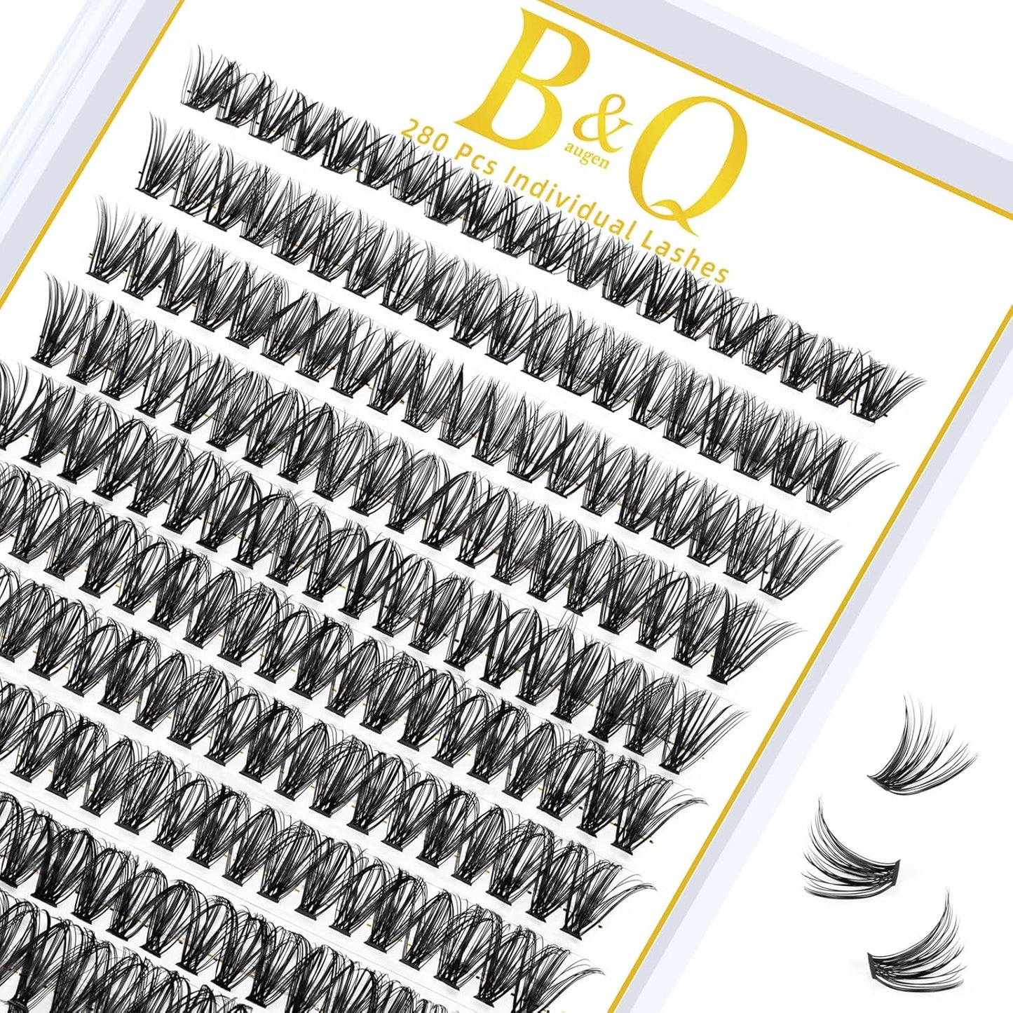 B&QaugenLash Clusters 40D-C-12 Individual Lashes 280 Clusters False Eyelash 10D 20D 30D 40D Lash Clusters Extensions Individual Lashes Cluster DIY Eyelash Extensions at Home (40D-C,12MM)