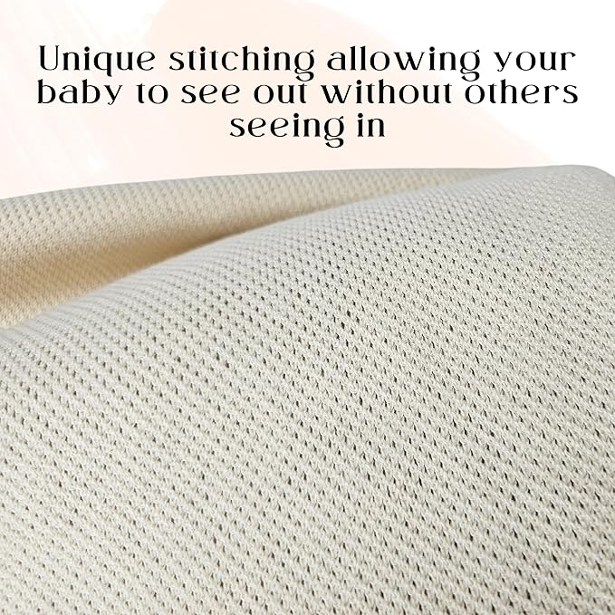Little Rou Peekaboo Knit Breathable Nursing Cover Up For Breastfeeding - Soft Organic Cotton & Cashmere Breast Feeding Covers For Women - Privacy Feature - Includes Mesh Laundry Bag (Beige)