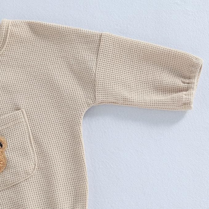 Douhoow Cute Baby Sweatshirt Romper Waffle Knit Baby Clothes Infant Girl Boy Fall Winter Outfits