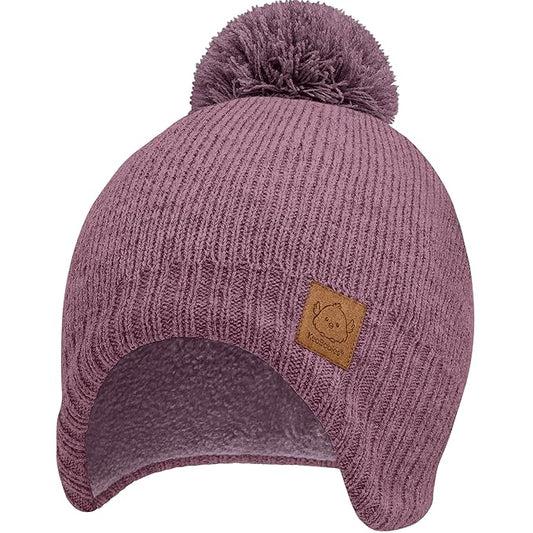 Baby Beanies, Baby Hats for Boys, Girls - Cute Toddler Winter Hat, Soft & Stretchy Beanies for Infant, Newborn 6-36 Months, Cozy & Warm with Earflap Muff & Pom (Regalia)