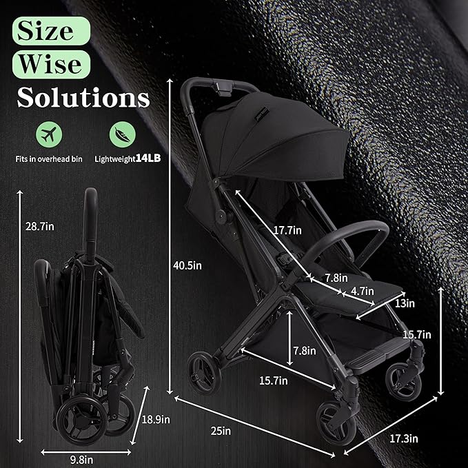 COOL KIDS Baby Stroller， Umbrella Stroller with Automatic Fold,Baby Strollers with Pop Out Sun Canopy,Baby Airplane Travel Essentials(Black)