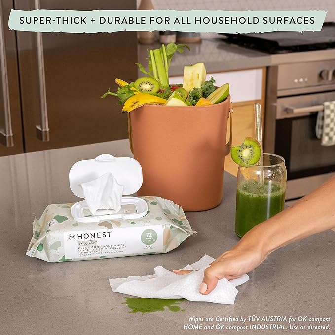 The Honest Company Clean Conscious Unscented Wipes Over 99% Water Compostable Plant-Based Baby Wipes Hypoallergenic for Sensitive Baby Skin EWG Verified Geo Mood 648 Count